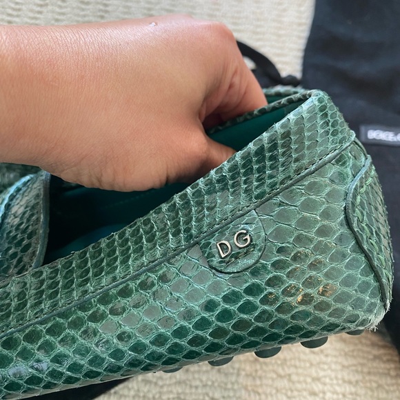 Dolce and Gabbana Teal snakeskin moccasins - Picture 8 of 9